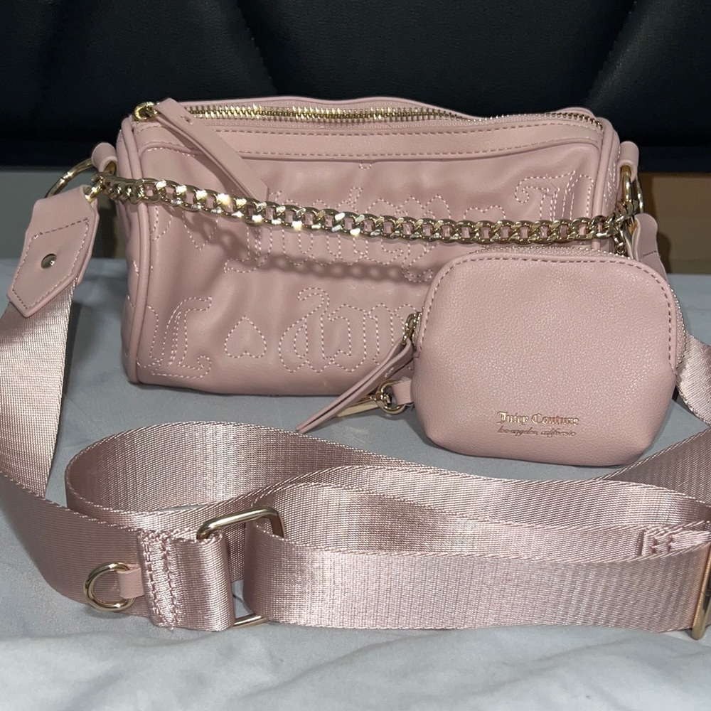 Juicy Couture Pink Crossbody Bag with Gold Chain - Picture 1 of 8